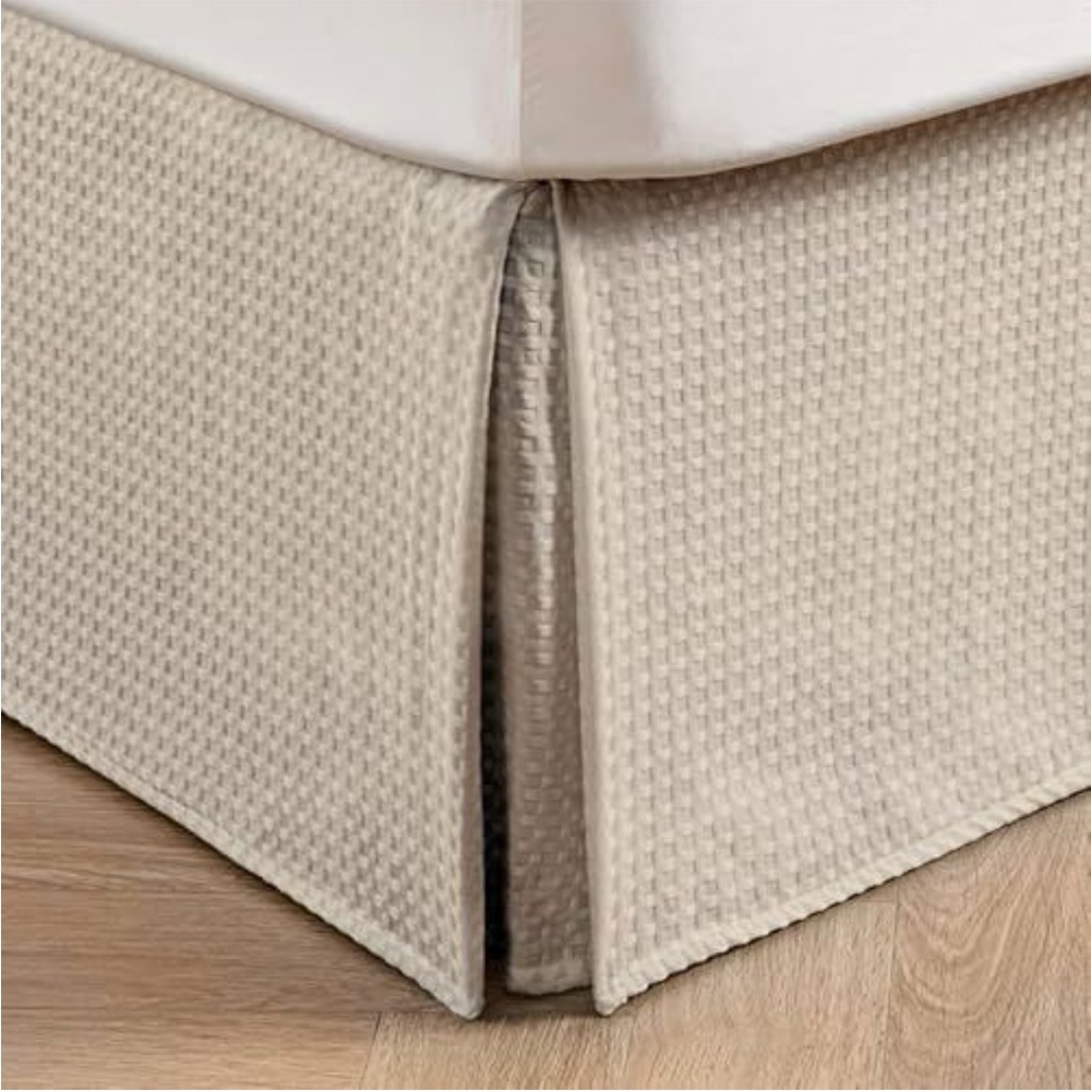 Beige Waffle Weave Bed Skirt